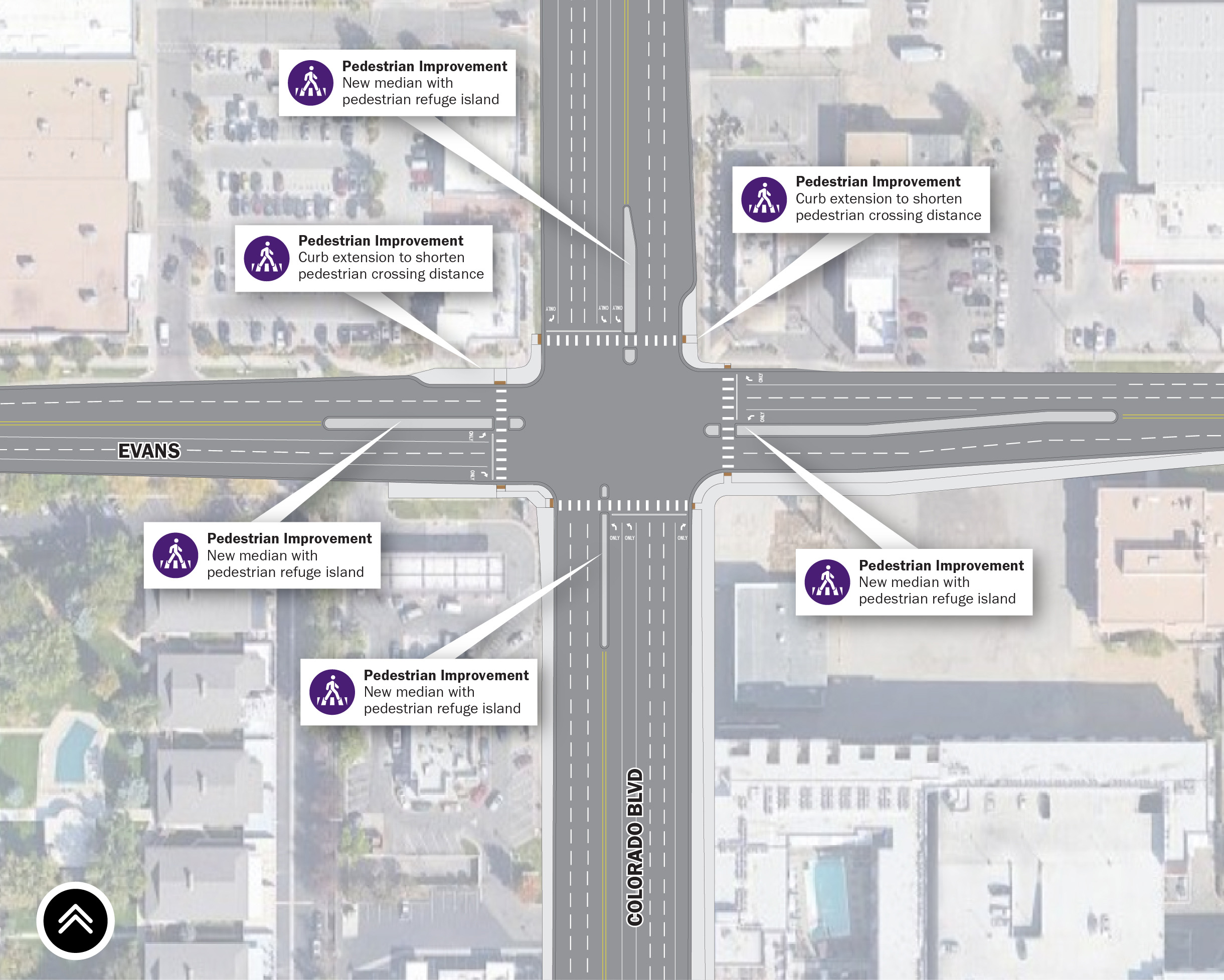 Evans and Colorado Intersection map